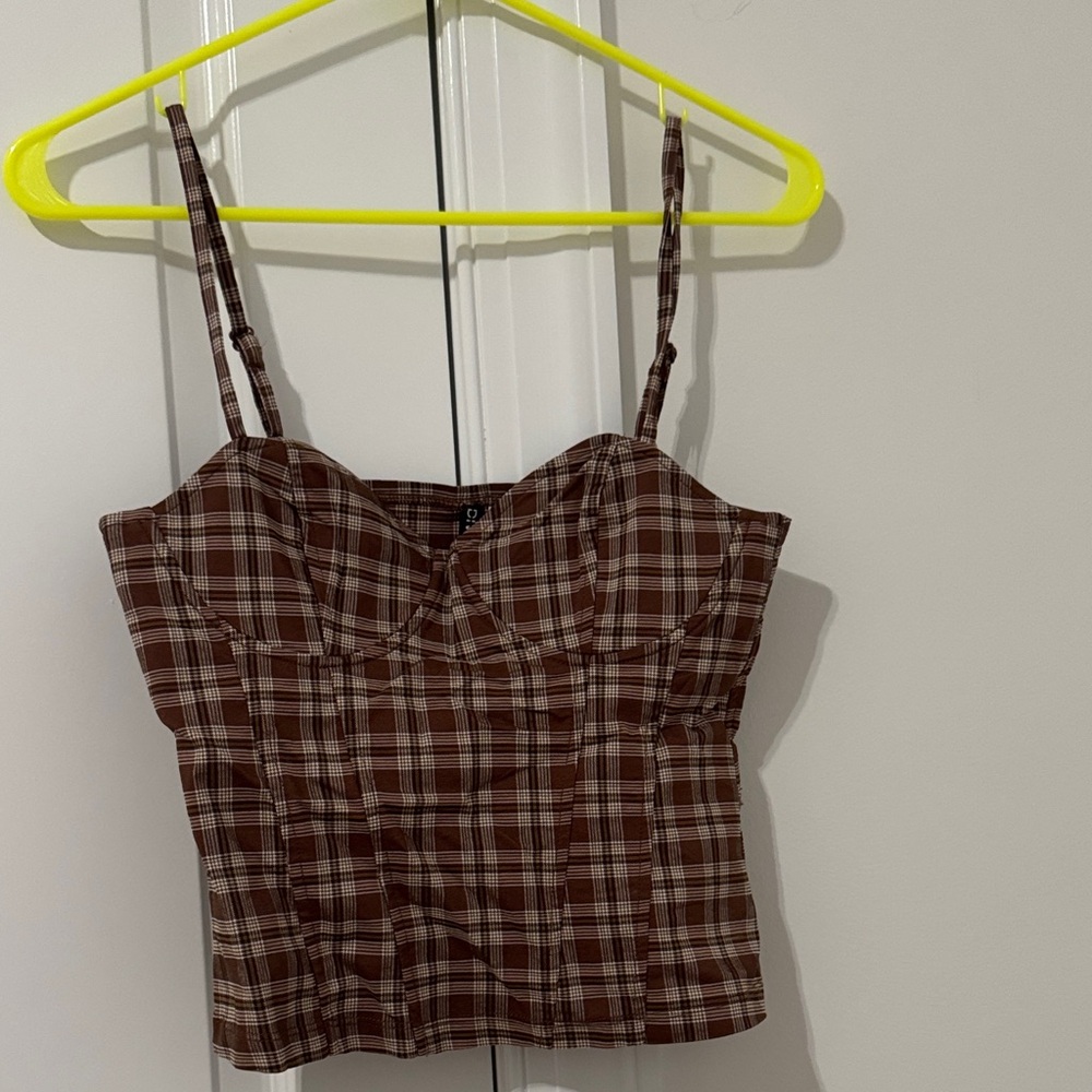 H&M Brown Plaid Camisole Top